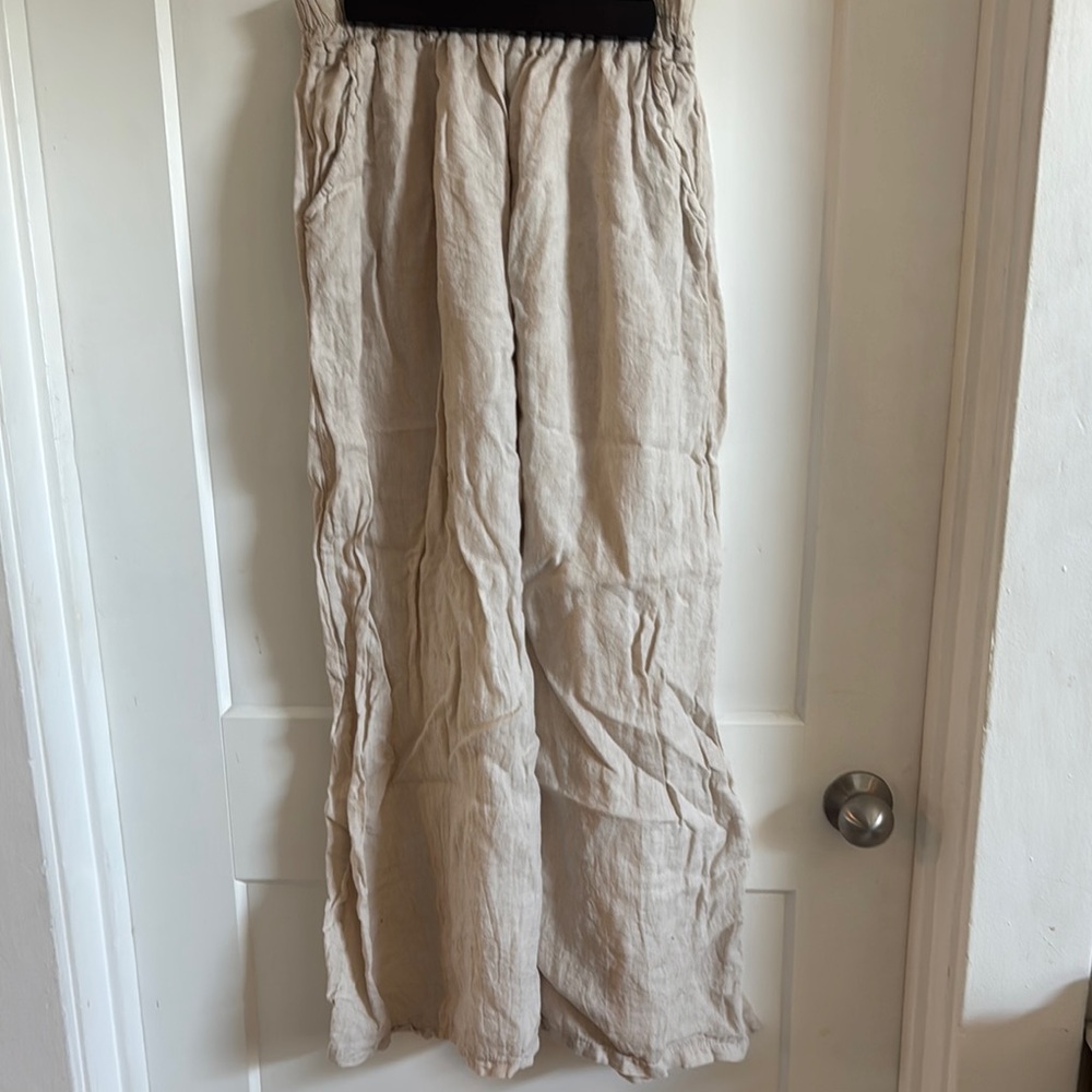 Beige Linen Maxi Skirt